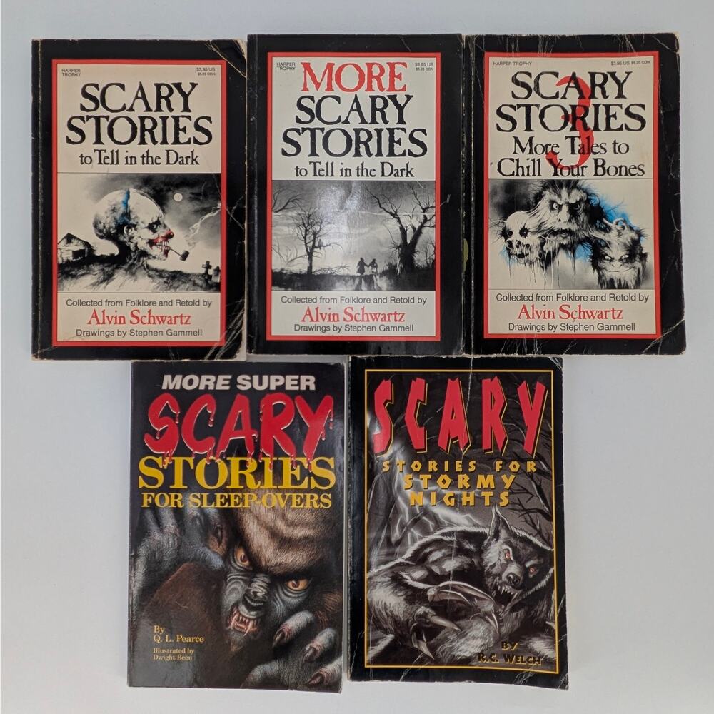 VTG Scary Stories Five Book Collection Childrens Short Stories Poems Illustrated